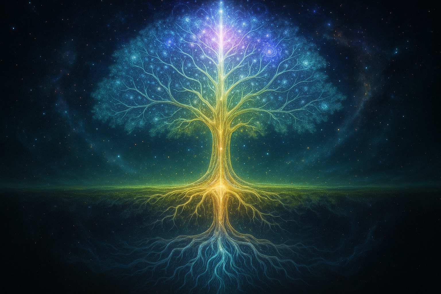 🌿 Holograficzne Drzewo Trzech Światów – Prawia, Jawia, Nawia