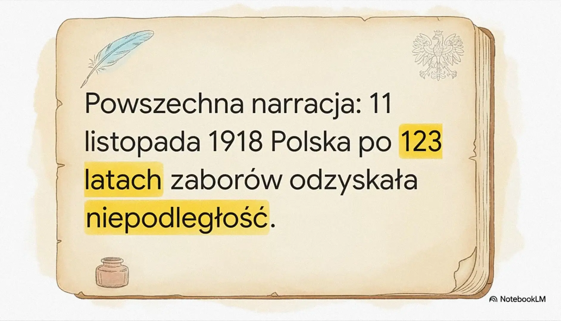 Analiza zagadnień opracowania pt. „Niepodległość Duszy” poprzez NotebookLM