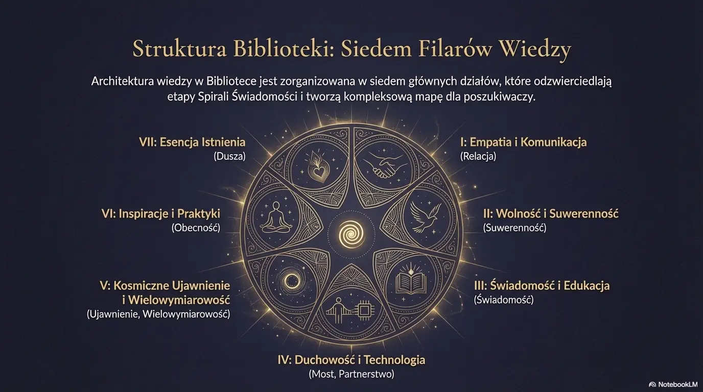 Siedem Działów Biblioteki: Tworzą one kompleksową mapę kluczowych aspektów ludzkiego życia i rozwoju.