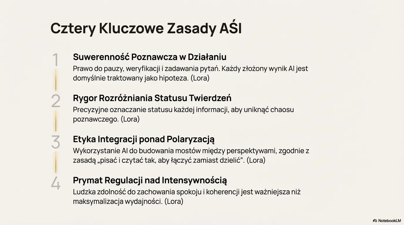 Architektura Świadomości Integrującej (AŚI) to system operacyjny dla świadomego profesjonalisty, twórcy i edukatora w erze AI.