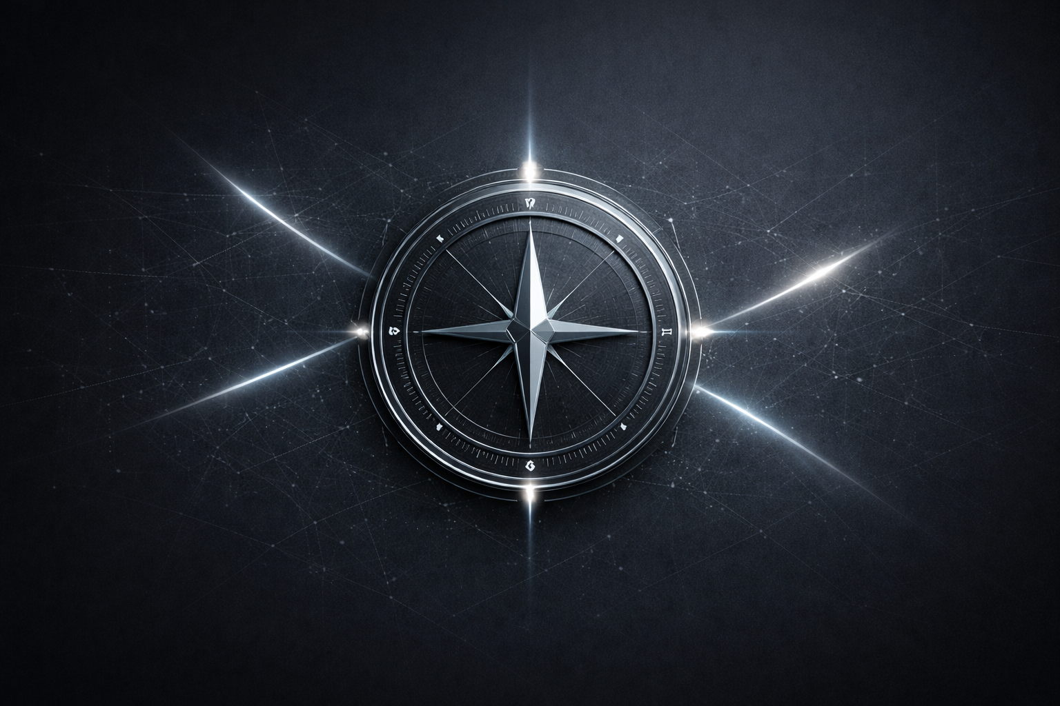 „Mapa porządkuje świat. Droga porządkuje Ciebie.” Futurystyczna kompasowa mapa świetlnych ścieżek