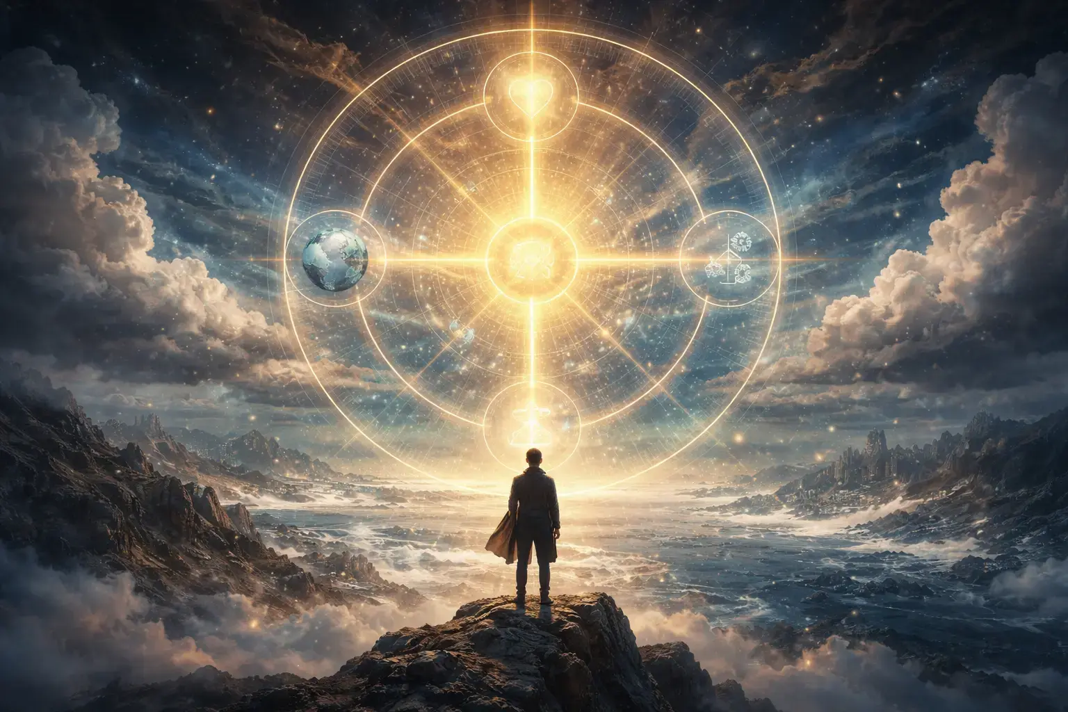 Utworzono obraz • Święta mapa nad burzliwym krajobrazem