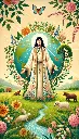 DALL·E 2024-11-23 12.15.36 - A vertical illustration of a Great Healer, a specialist healing the Earth. The figure is dressed in traditional healer robes, with a gentle smile on t.webp